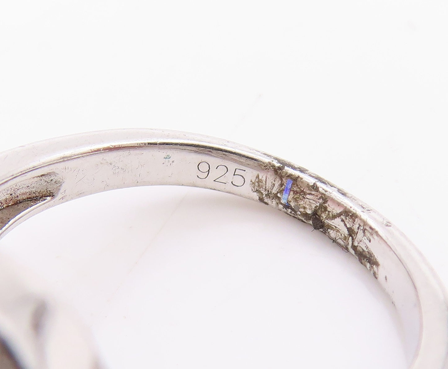 925 Sterling Silver Vintage Ring Black & White CZ Bands Flower  Sz 6  RG33381