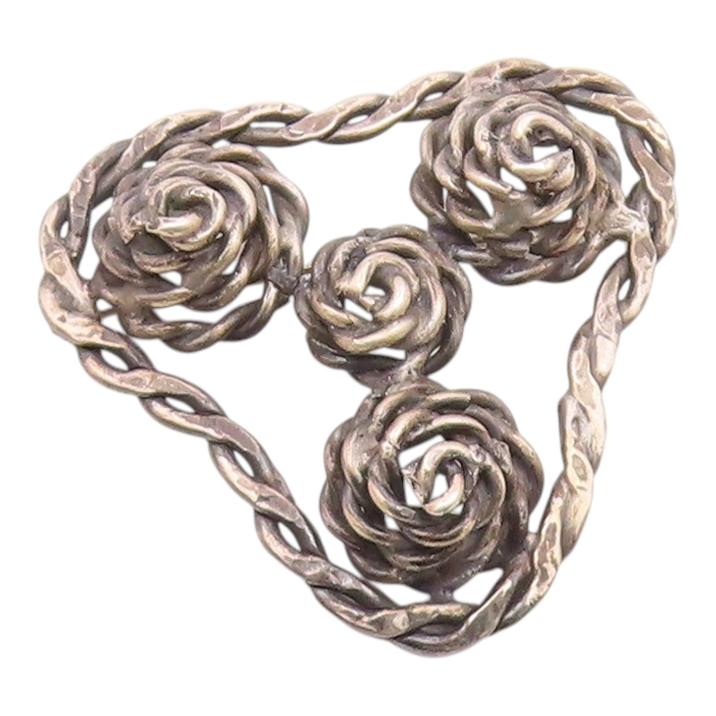 925 Sterling Silver  Vintage Dark Tone Twist Floral Motif Brooch Pin   BP8922