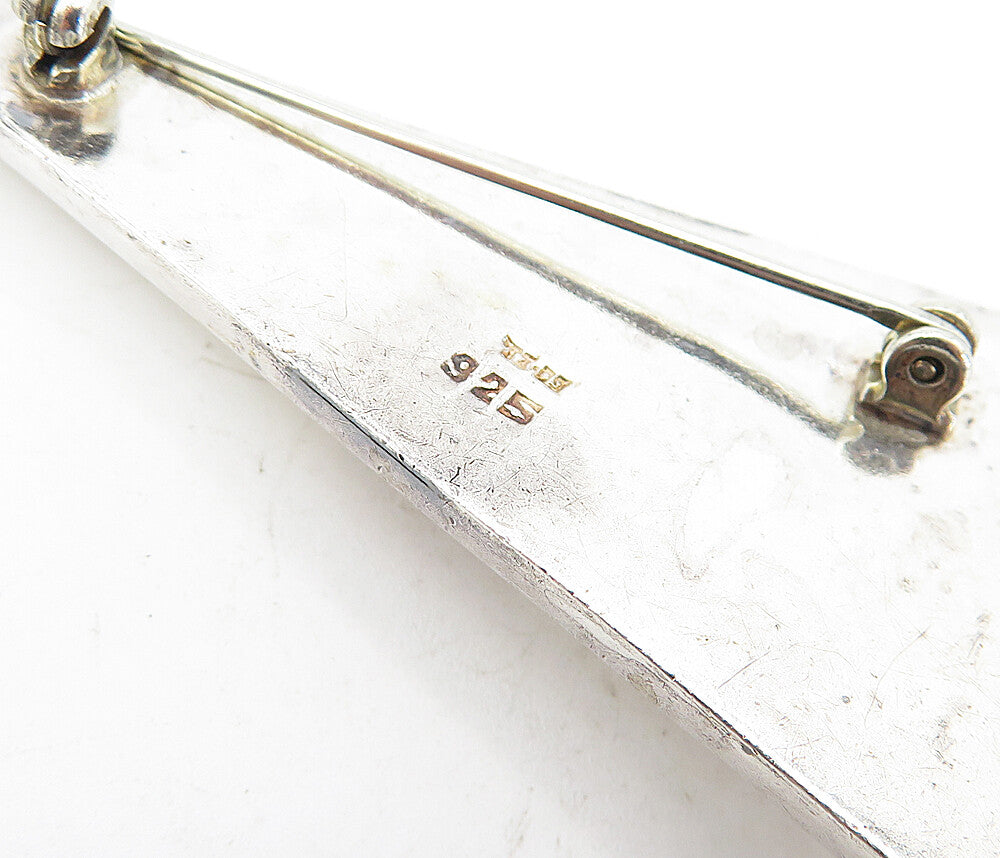 925 Sterling Silver  Vintage Shiny Smooth Hollow Pointed Brooch Pin  BP1497