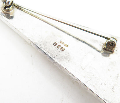 925 Sterling Silver  Vintage Shiny Smooth Hollow Pointed Brooch Pin  BP1497