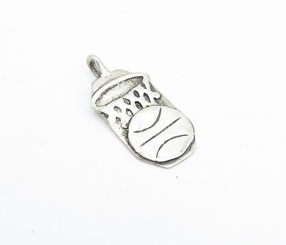 925 Sterling Silver Vintage Basketball & Hoop Sports Motif Pendant PT2973