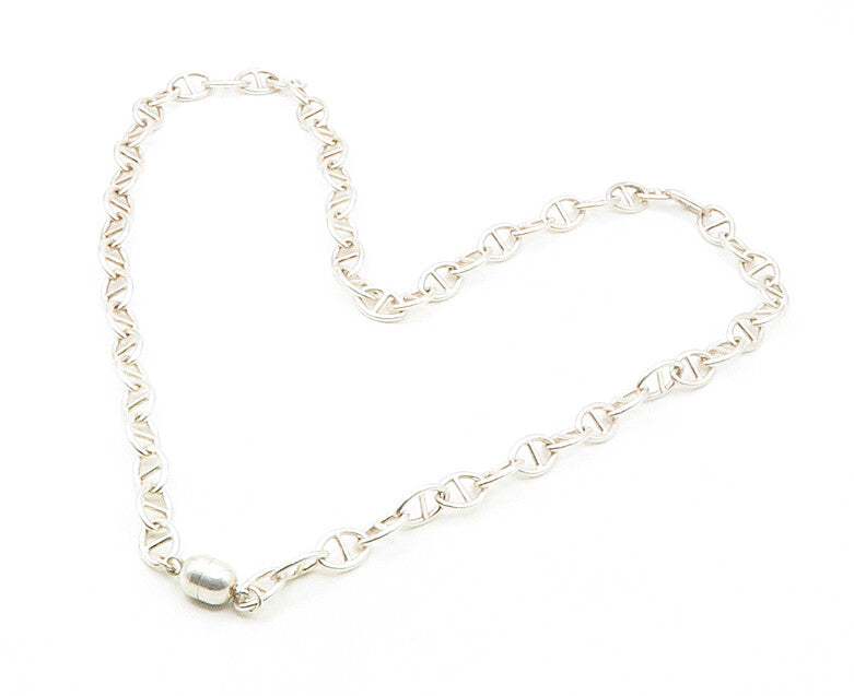 925 Sterling Silver  Shiny Magnetic Closure Anchor Link Chain Necklace  NE2706