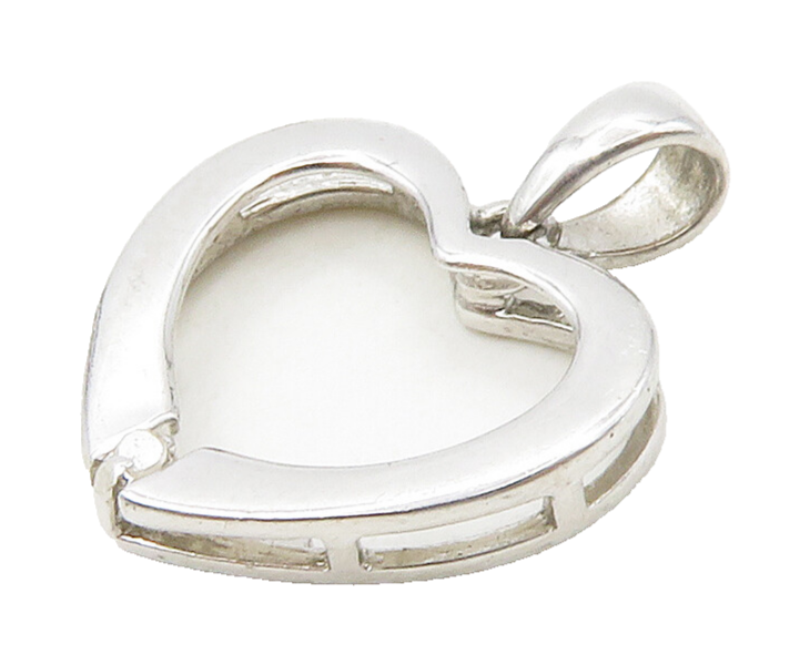 925 Sterling Silver  Petite Genuine Diamond Open Love Heart Pendant  PT12949