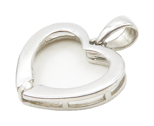 925 Sterling Silver  Petite Genuine Diamond Open Love Heart Pendant  PT12949