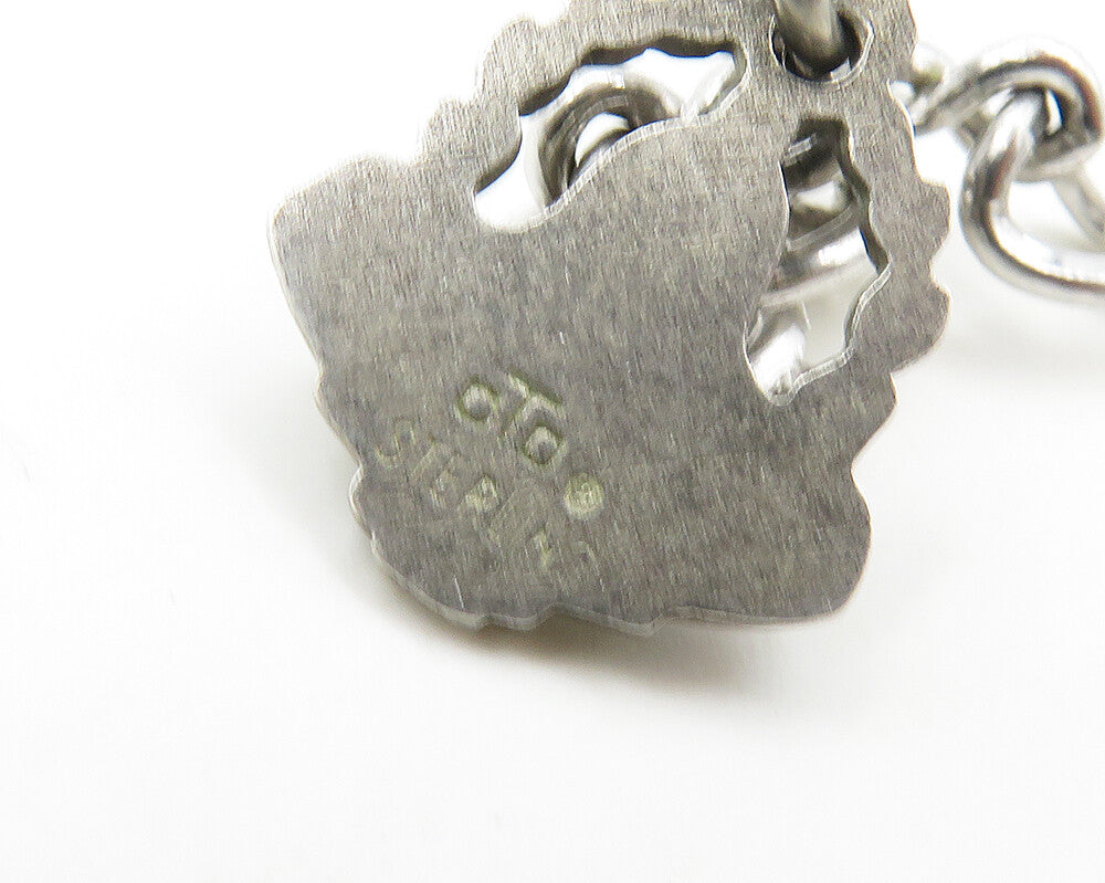 925 Sterling Silver  Vintage Shiny Attendance Award Charm Bracelet  BT7820