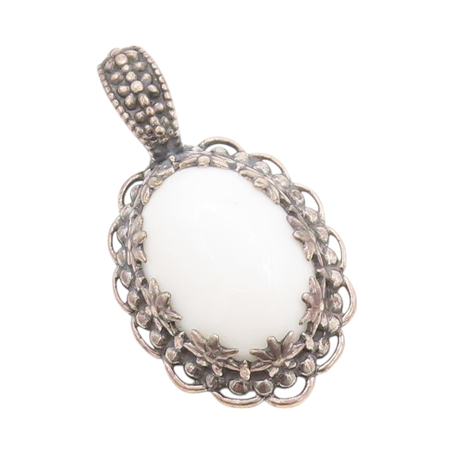925 Sterling Silver Vintage Pendant CAROLYN POLLACK Floral Gemstone  PT23998