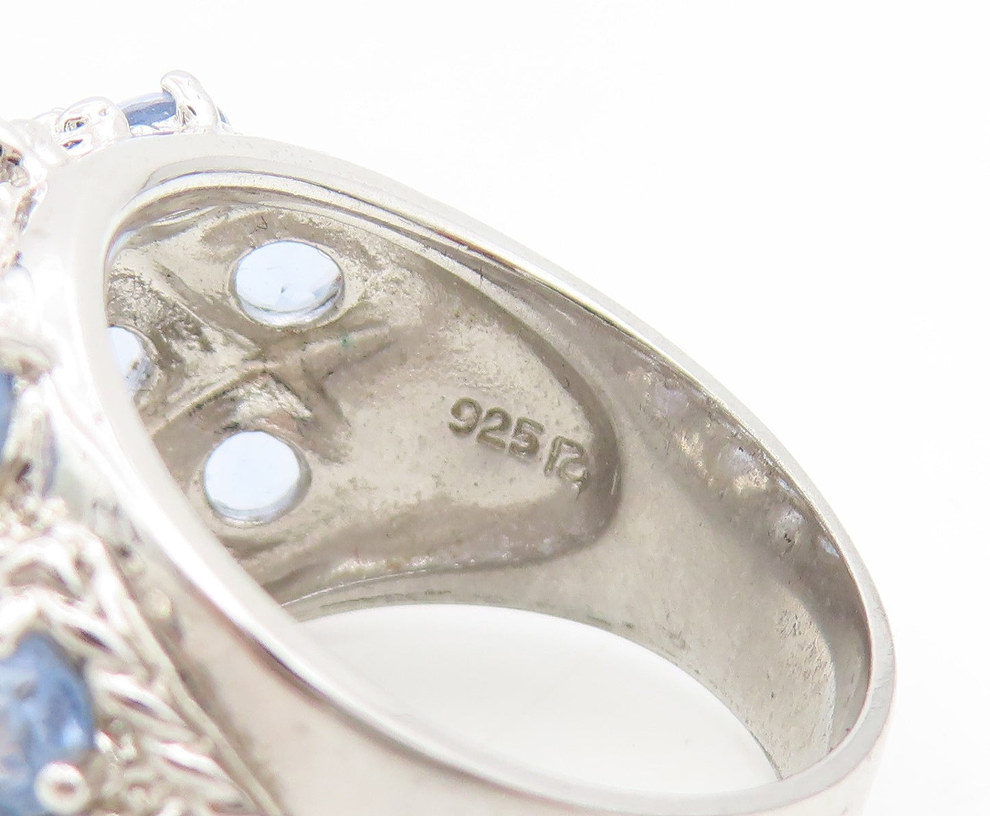 925 Sterling Silver Vintage Ring Sapphire Elegant Twisted Rope Dome Sz 8 RG35037