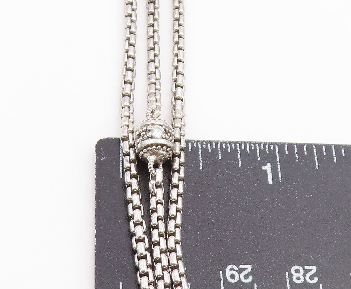 925 Sterling Silver Vintage Necklace JUDITH RIPKA CZ Triple Strand Chain  NE4907