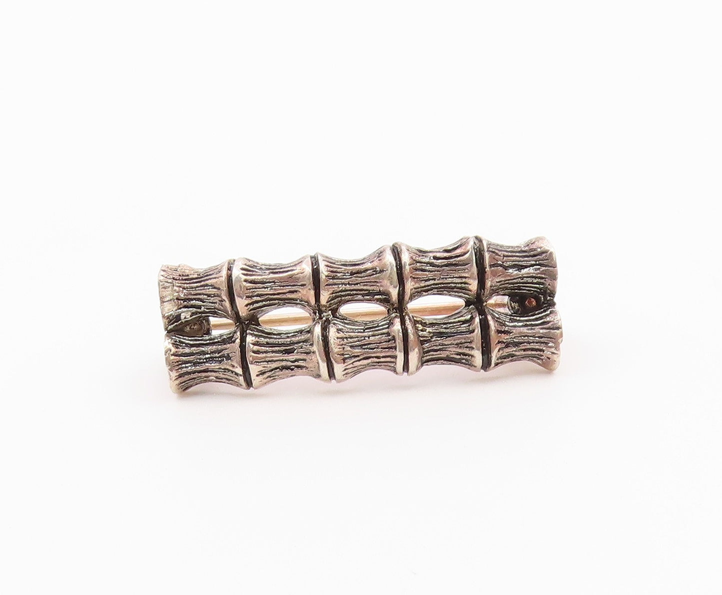 DESIGNER 925 Sterling Silver  Vintage Petite Double Bamboo Brooch Pin  BP9076