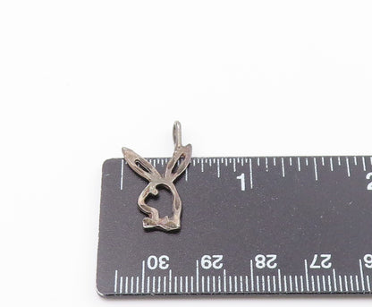925 Sterling Silver  Vintage Petite Dark Tone Bunny Outline Pendant  PT12716