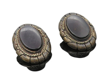 N.C.V. 925 Sterling Silver Vintage Antique Black Onyx Drop Earrings EG5763