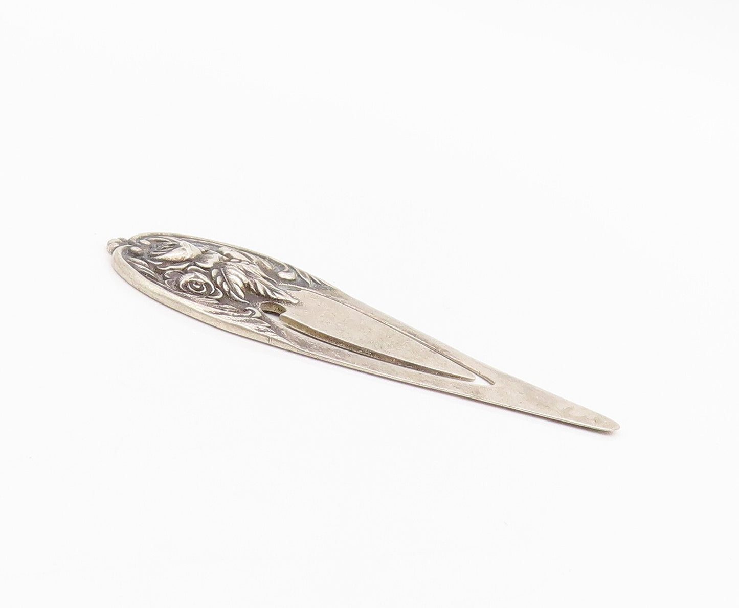 925 Sterling Silver Vintage Bookmark S. KIRK & SON Cutout Floral Carved  TR3862