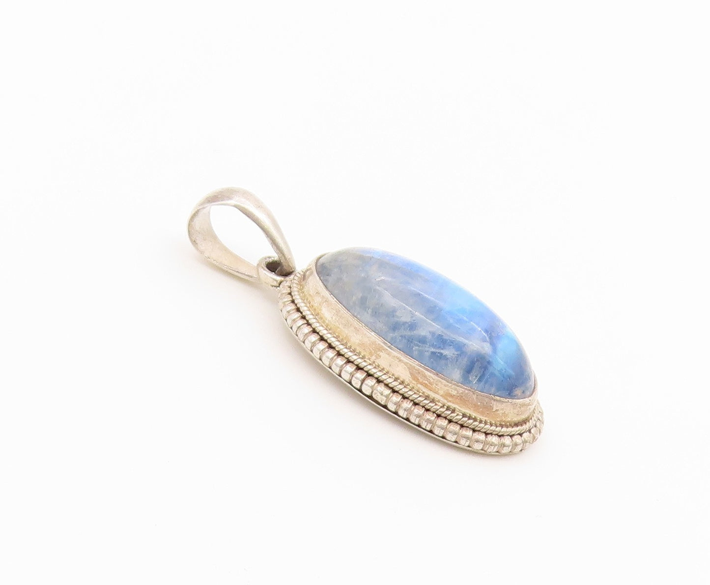 925 Sterling Silver Vintage Pendant Classic Cabochon Moonstone Charm  PT26597