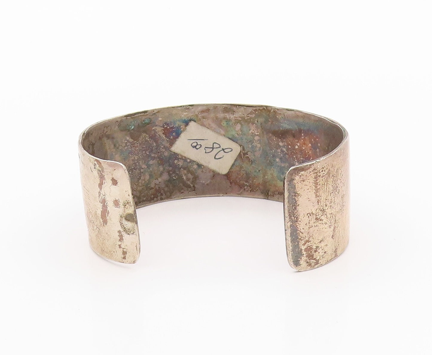 925 Sterling Silver Vintage Bracelet NAVAJO ZUNI Crushed Turquoise Cuff  BT11087