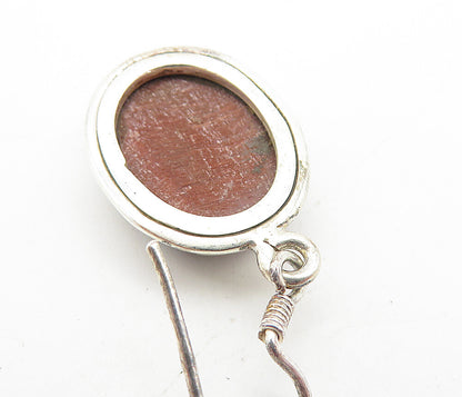 925 Sterling Silver  Vintage Faceted Red Tiger's Eye Dangle Earrings  EG3188