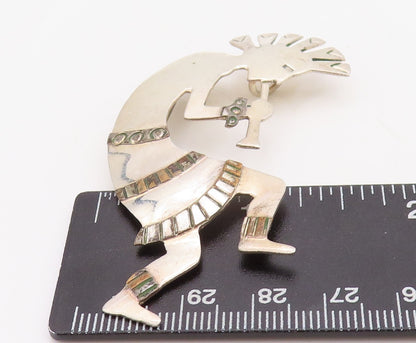 925 Sterling Silver Vintage Brooch Pin NAVAJO BEGAY Man Playing Music  BP11209