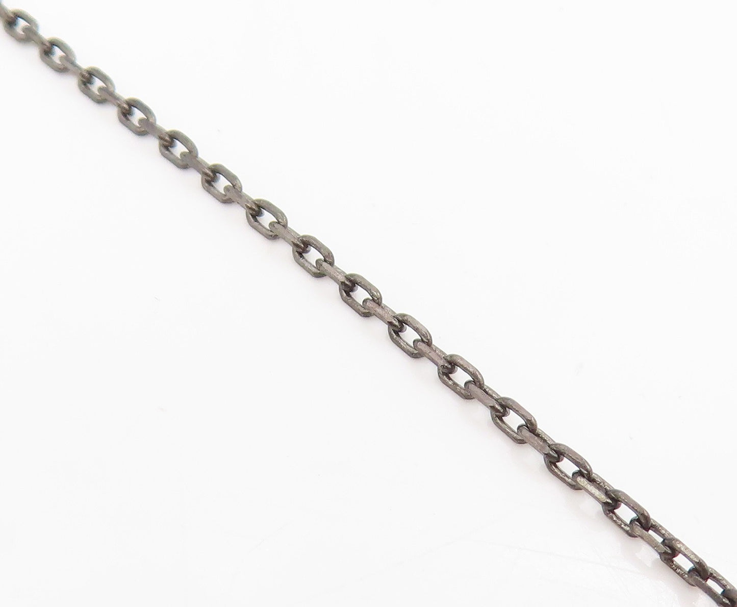 925 Sterling Silver Vintage Necklace Round CZ Dark Tone Lariat Chain  NE4864