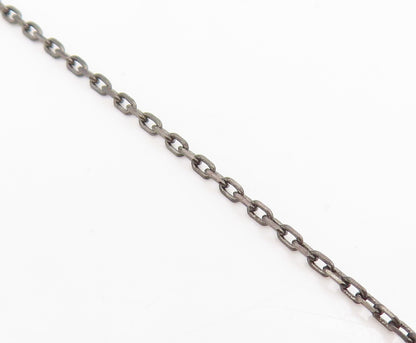 925 Sterling Silver Vintage Necklace Round CZ Dark Tone Lariat Chain  NE4864