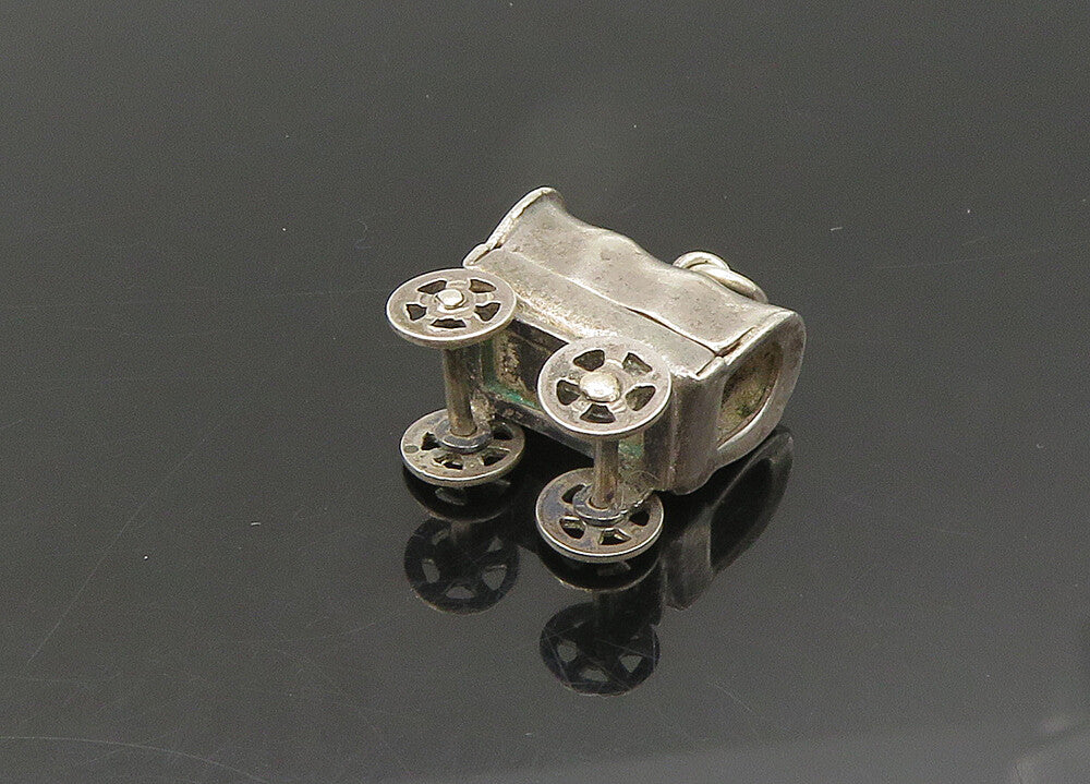 925 Sterling Silver  Vintage Petite Old Fashioned Carriage Pendant  PT17690