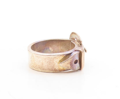 925 Sterling Silver Vintage Ring MEXICO Dark Tone Cutout Belt   Sz 7  RG31555