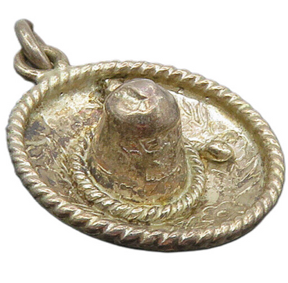 925 Sterling Silver  Vintage Antique Floral Pattern Sombrero Pendant  PT7402