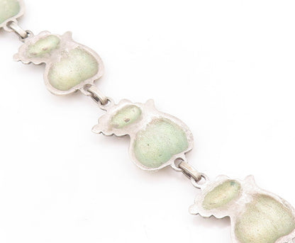 925 Sterling Silver Vintage Necklace VIKINGCRAFT Carved Designer Mangoes  NE4415