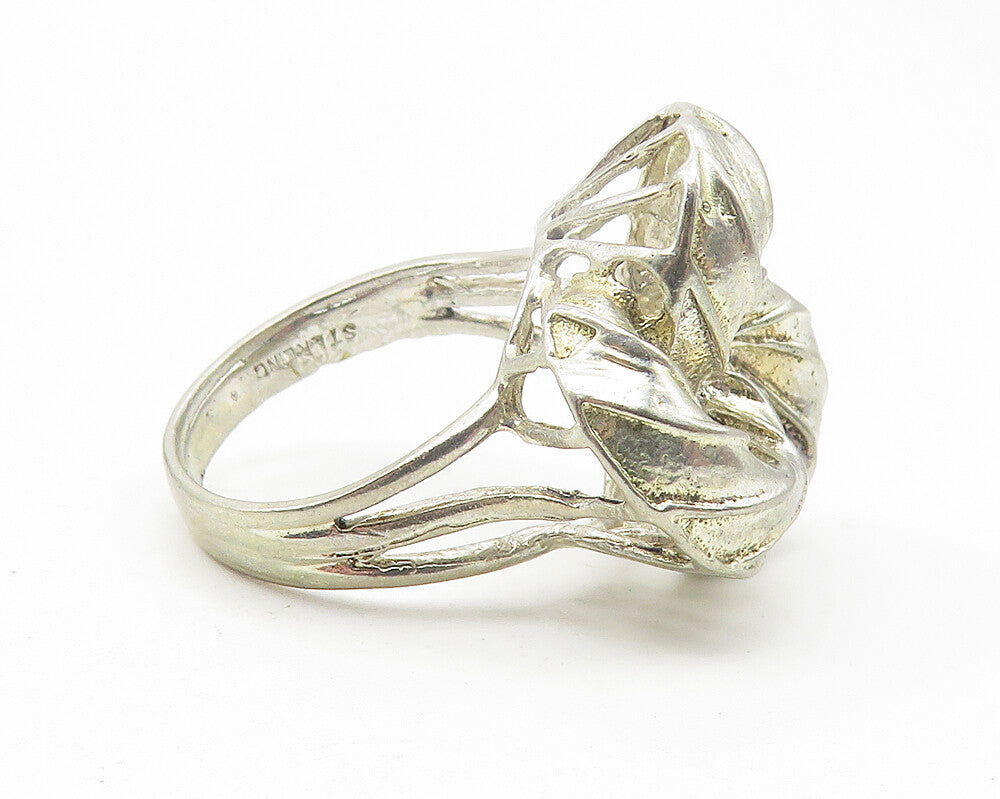 925 Sterling Silver  Vintage Shiny Open Pretzel Knot Band Ring Sz 6  RG10921