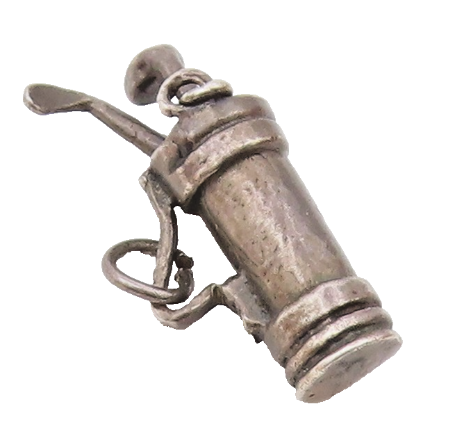 925 Sterling Silver  Vintage Petite Bag Of Golf Clubs Sports Pendant  PT17398