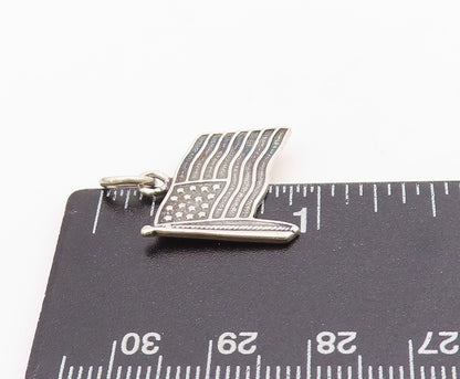 925 Sterling Silver Vintage Pendant Antique Cutout USA Flag Charm  PT24539