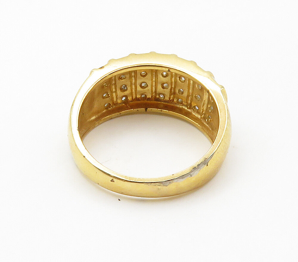 ROSS SIMON 925 Silver  Genuine Diamonds Gold Plated Band Ring Sz 8  RG15459