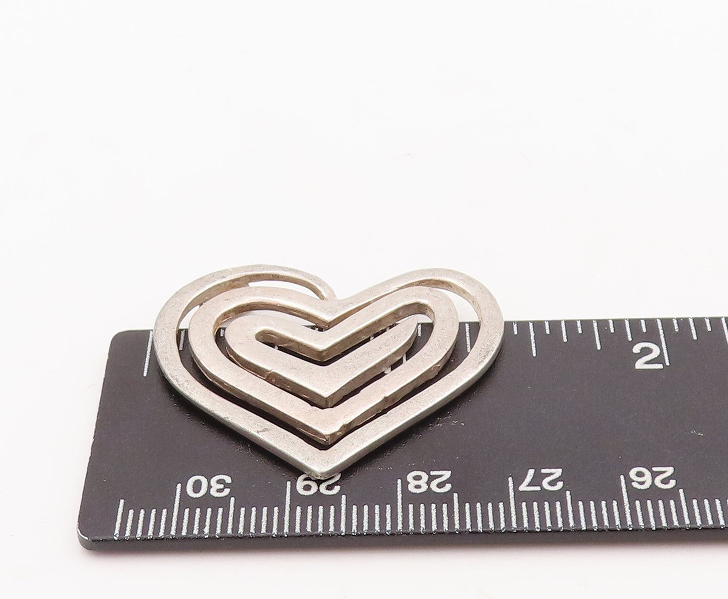 925 Sterling Silver Vintage Pendant Cutout Spiral Love Heart PT23434