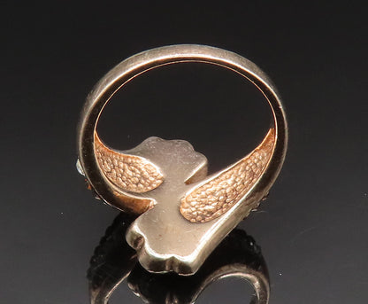 925 Sterling Silver  Vintage Sparkly Rhinestones Bypass Ring Sz 7  RG24579