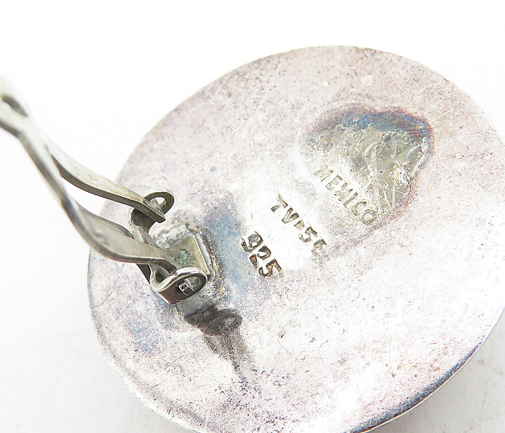 MEXICO 925 Sterling Silver  Vintage Shiny Dome Non Pierce Earrings  EG4477