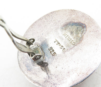 MEXICO 925 Sterling Silver  Vintage Shiny Dome Non Pierce Earrings  EG4477