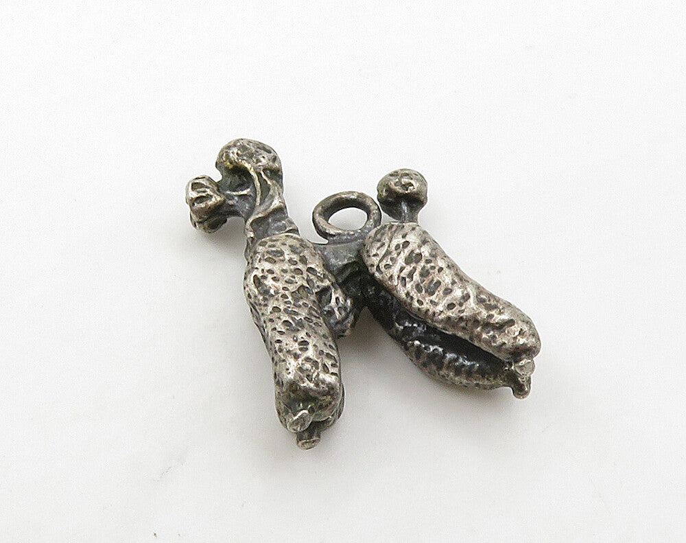 925 Sterling Silver  Vintage Oxidized Petite Poodle Dog Motif Pendant  PT12609