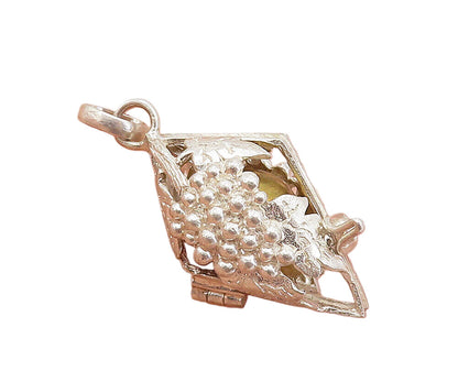 925 Sterling Silver  Vintage Grape Vine Caged Sphere Pendant (OPENS)  PT5963