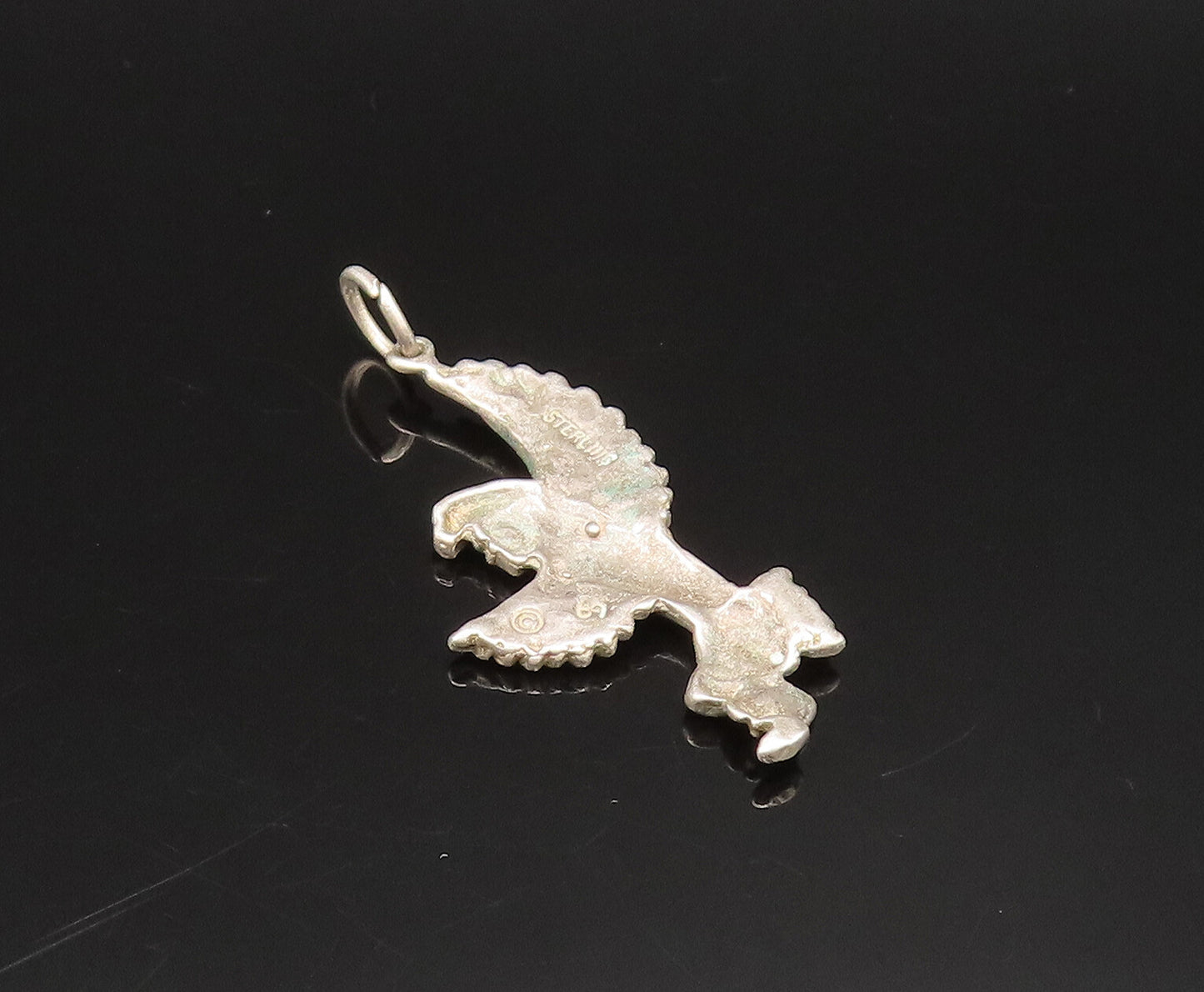 925 Sterling Silver  Vintage Eagle Man With Wings Out Pendant  PT20978