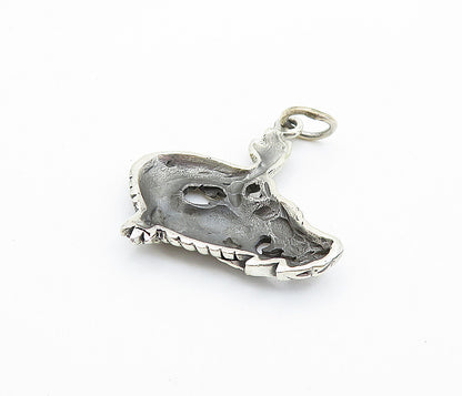 925 Sterling Silver  Vintage Dark Tone Etched Dragon Motif Pendant  PT5485
