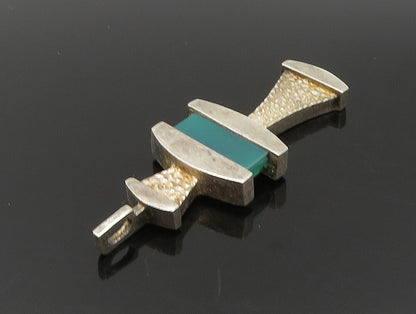 925 Sterling Silver  Vintage Green Onyx Textured Lighthouse Pendant  PT20249