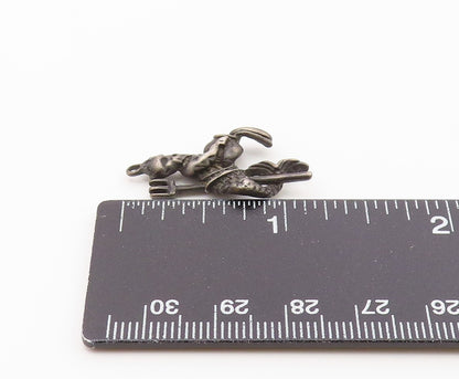 925 Sterling Silver  Vintage Oxidized Aquarius Symbol Zodiac Pendant  PT18652