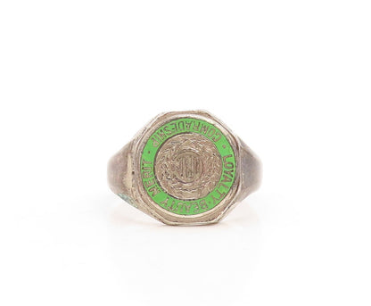 925 Sterling Silver Vintage Ring Enameled LBM Comradeship Etched  Sz 7  RG31551
