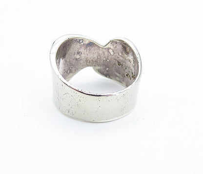 MEXICO 925 Silver  Vintage Polished Crinkle Detail Band Ring Sz 7.5  RG7408