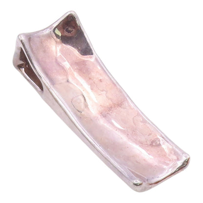 925 Sterling Silver  Vintage Shiny Sculpted Smooth Long Pendant  PT17004