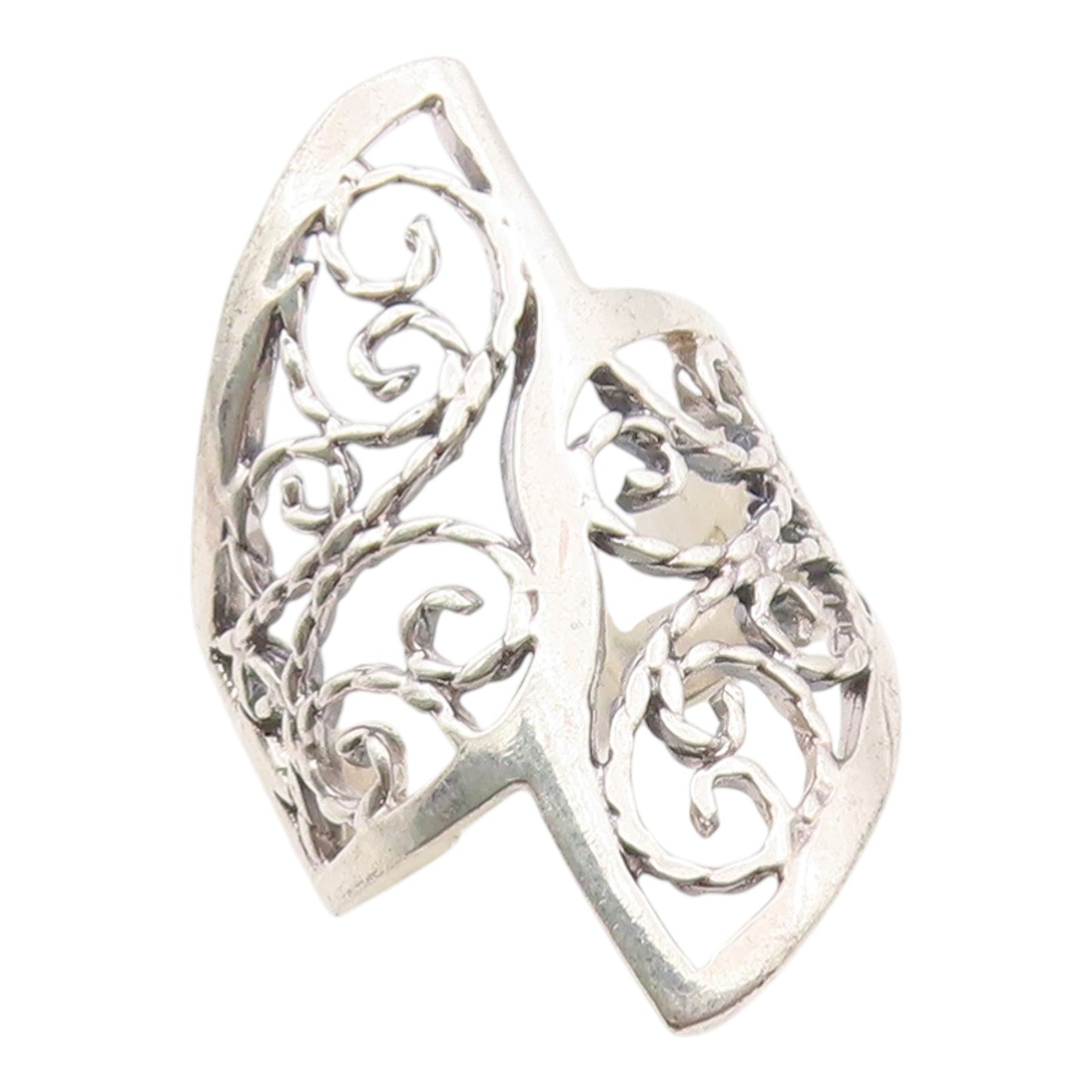 925 Sterling Silver Vintage Ring Classic Openwork Floral Vine Band Sz 6 RG36316