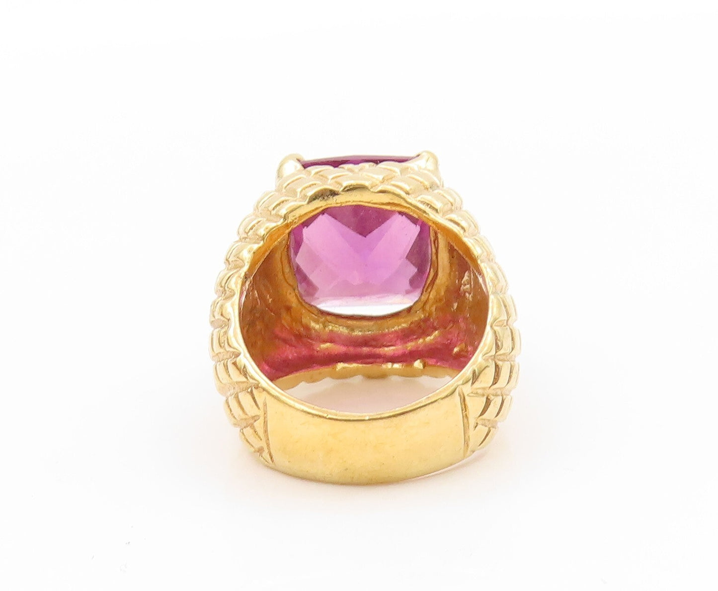 925 Sterling Silver Vintage Ring DAVID SIGAL Gold Plated Square CZ SZ 6  RG31960