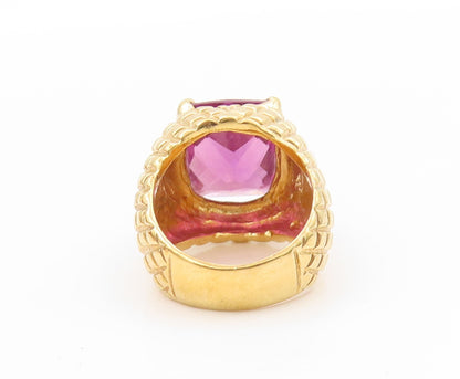 925 Sterling Silver Vintage Ring DAVID SIGAL Gold Plated Square CZ SZ 6  RG31960