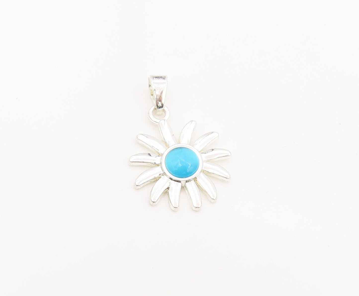 925 Sterling Silver Vintage Pendant Cat Eye Modernist Sea Urchin Charm  PT25682