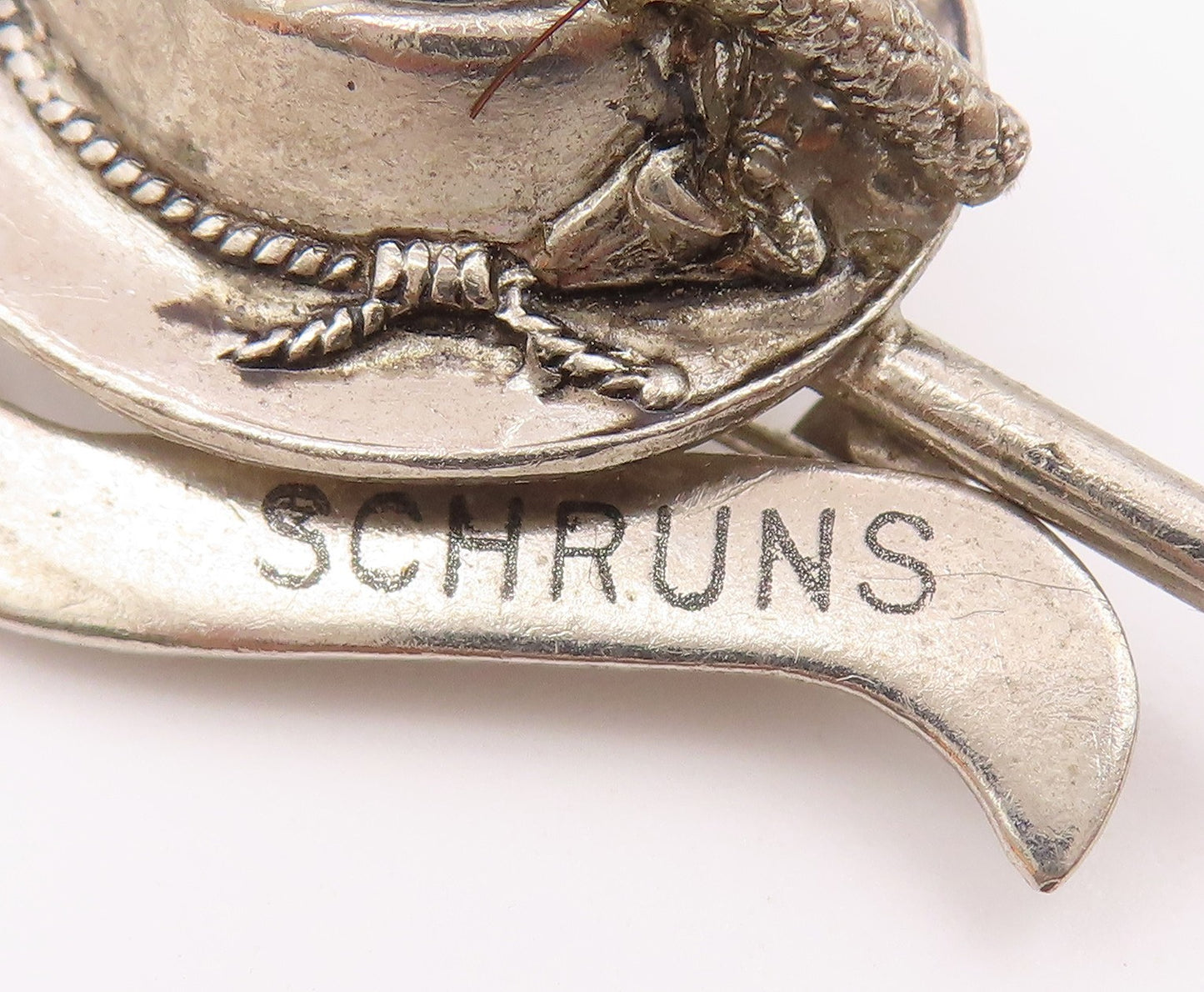 925 Sterling Silver  Vintage Schruns Mountain Hiking Stick Brooch Pin  BP8391