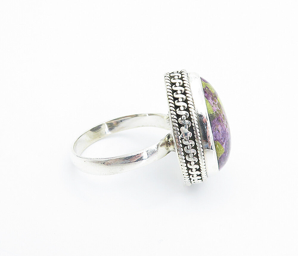 925 Sterling Silver  Cabochon Cut Tear Drop Jasper Cocktail Ring Sz 9  RG8188