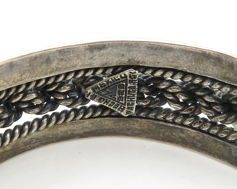 AYB MEXICO 925 Sterling Silver Vintage Dark Tone Rope Twist Cuff Bracelet BT7948